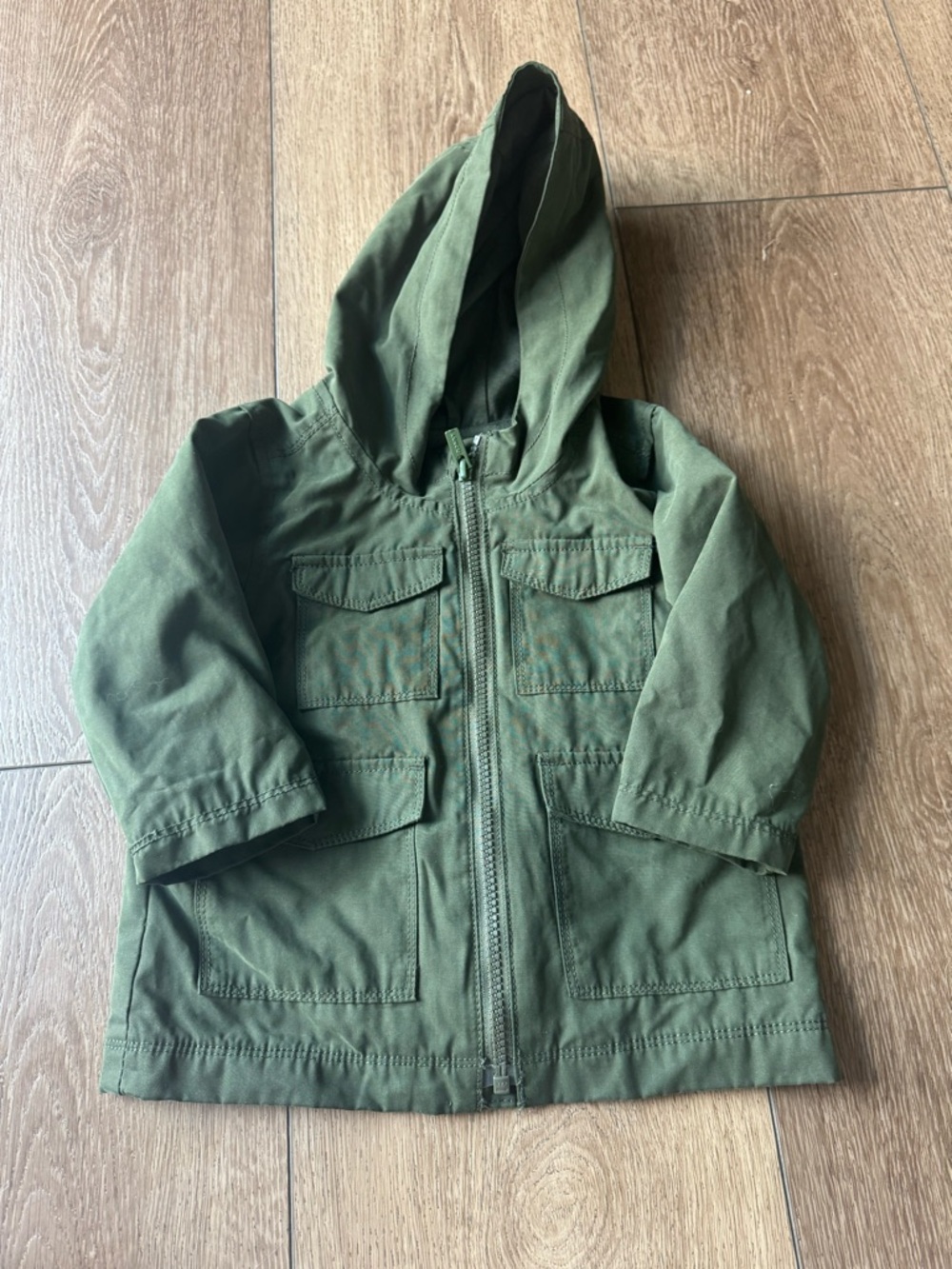 Old Navy Olive Green Hooded Kids Utility Jacket